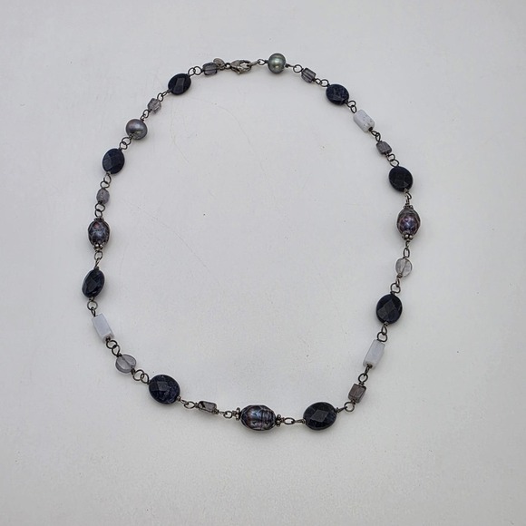 SILPADA Necklace 925 Sterling Silver Bluelace Agate Pearl Lolite Sodalite 16